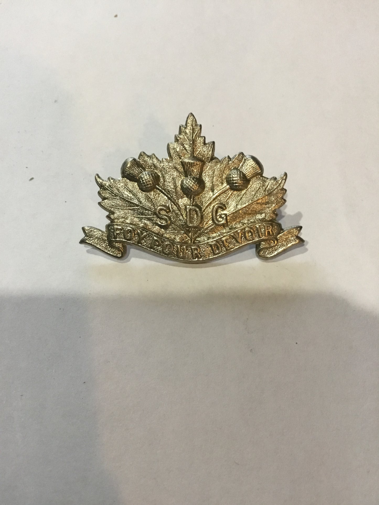 World War II Canadian Stormant, Dundas and Glengarry Highlanders cap badge.