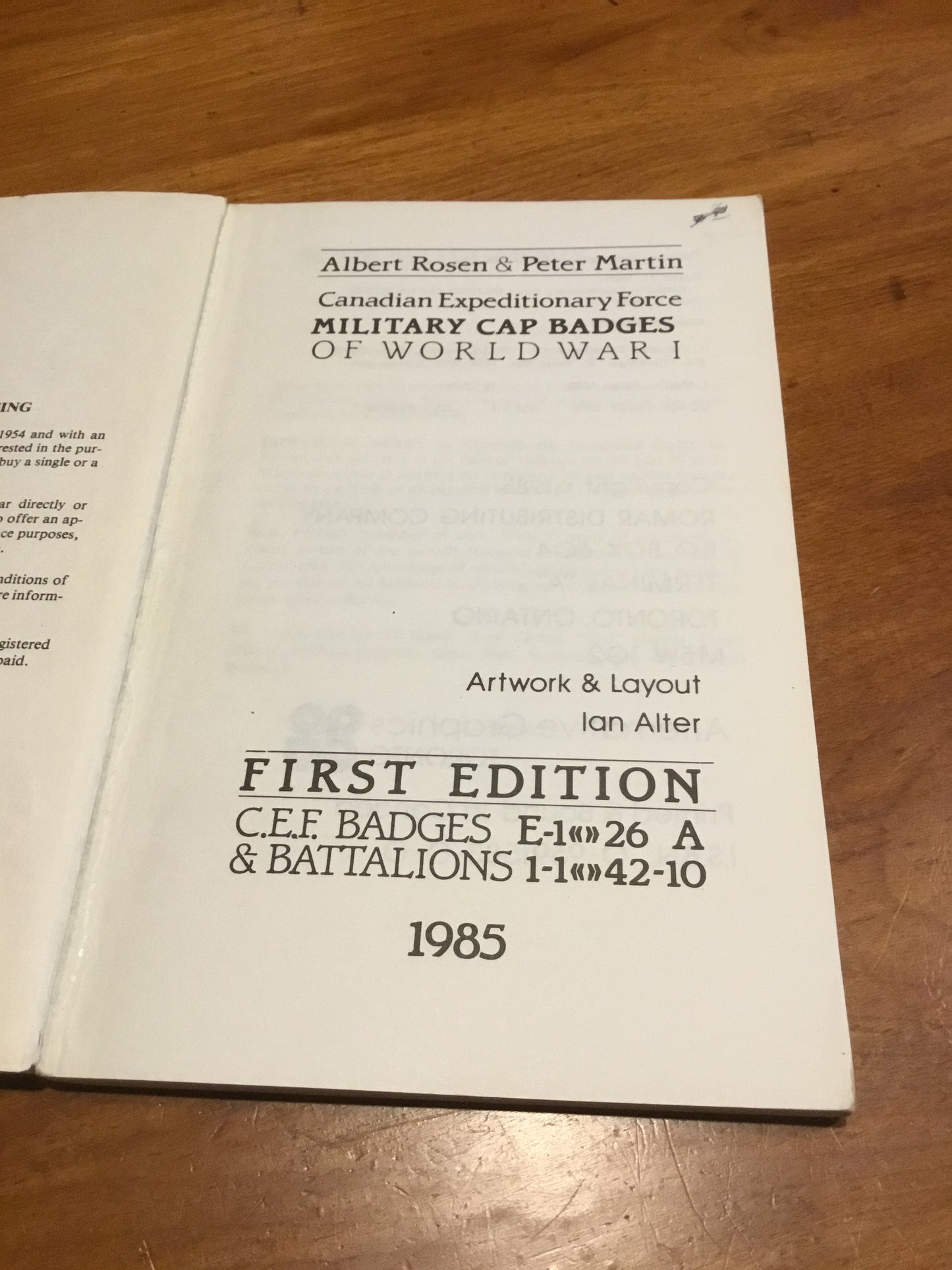 Canadian Expeditionary Force Military Cap Badges of World War I - Rosen Martin