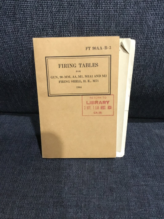 WW11 MILITARY FIRING TABLES M1 , M1A1, M2, M7
