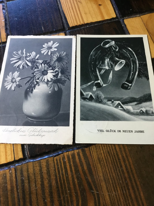 2 WW11 German Post Cards , Happy Birthday , New Years