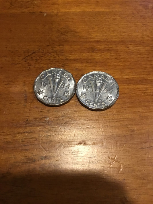 Canadian Victory Nickels 1944-45