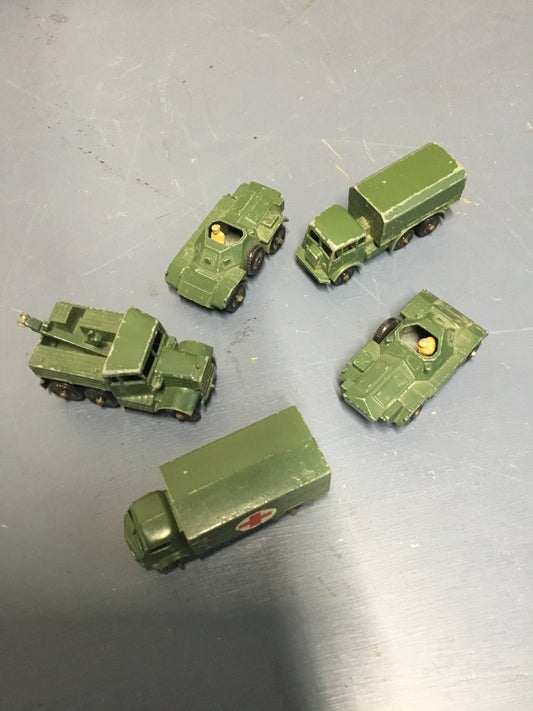 Lot of 5 Lesney   Military vehicles  Scout Car Ambulance