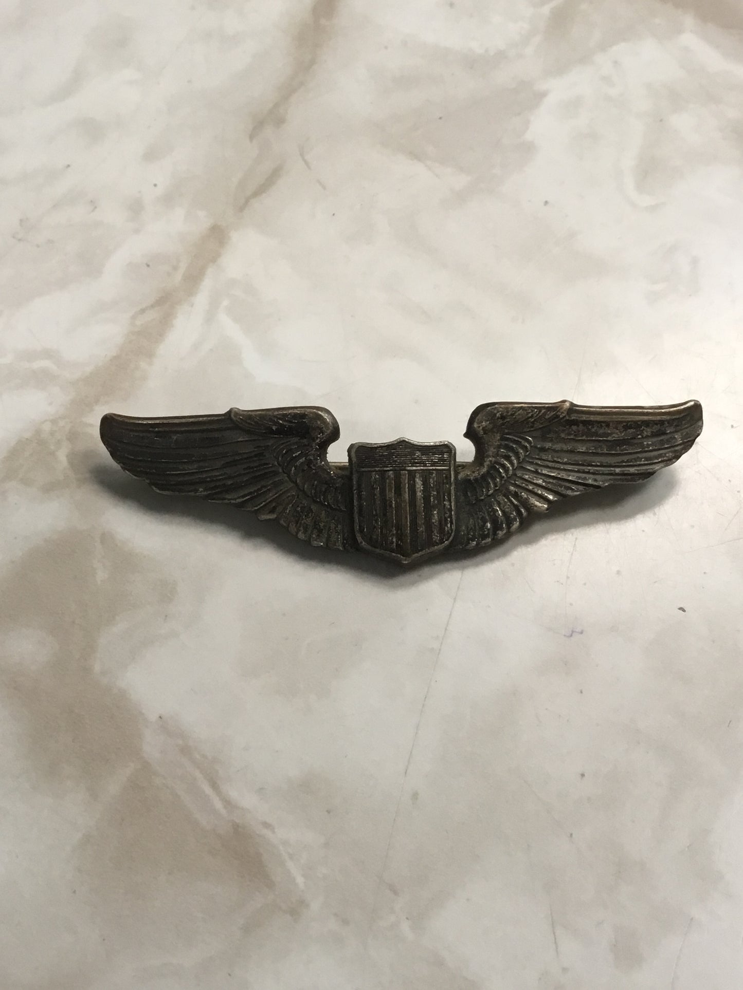 WWII US Army Air Force sterling silver full size 3" pilot Wings