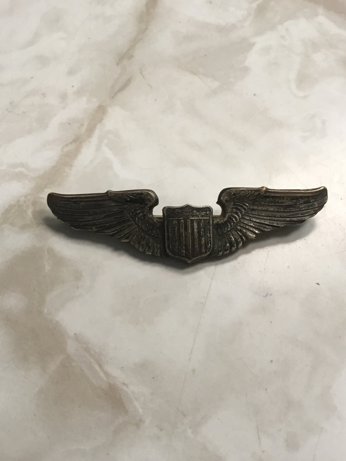 WWII US Army Air Force sterling silver full size 3" pilot Wings