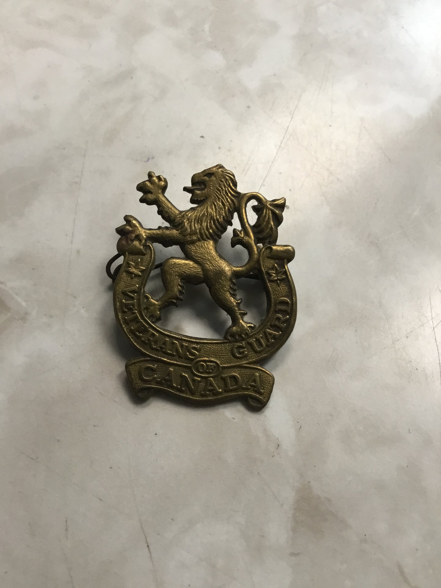 Veterans Guard of Canada Hat Badge ,Brass