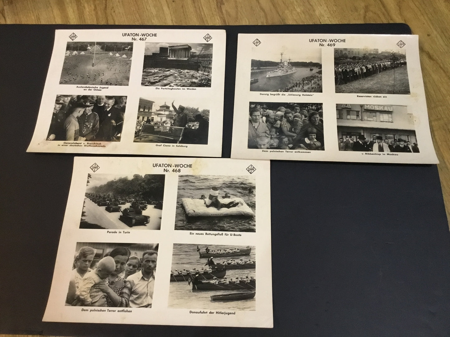 Lot of 3 WW11 German Photo Sheets UFA Stamped