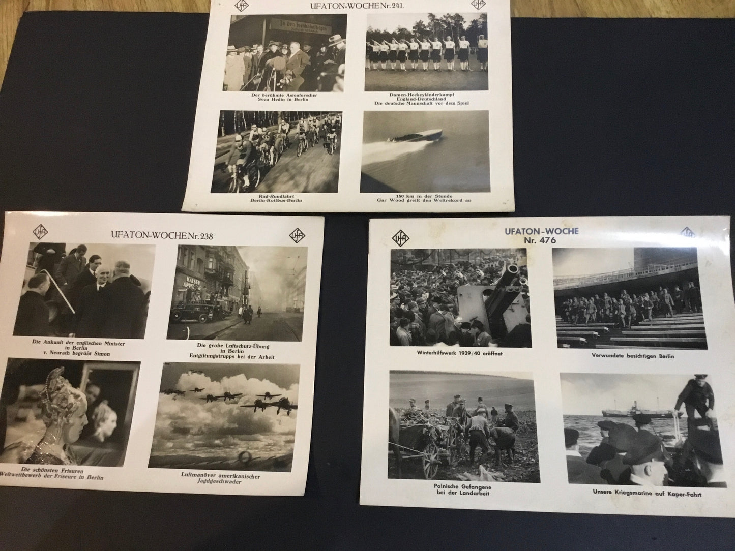 Lot of 3 WW11 German Photo Sheets UFA Stamped