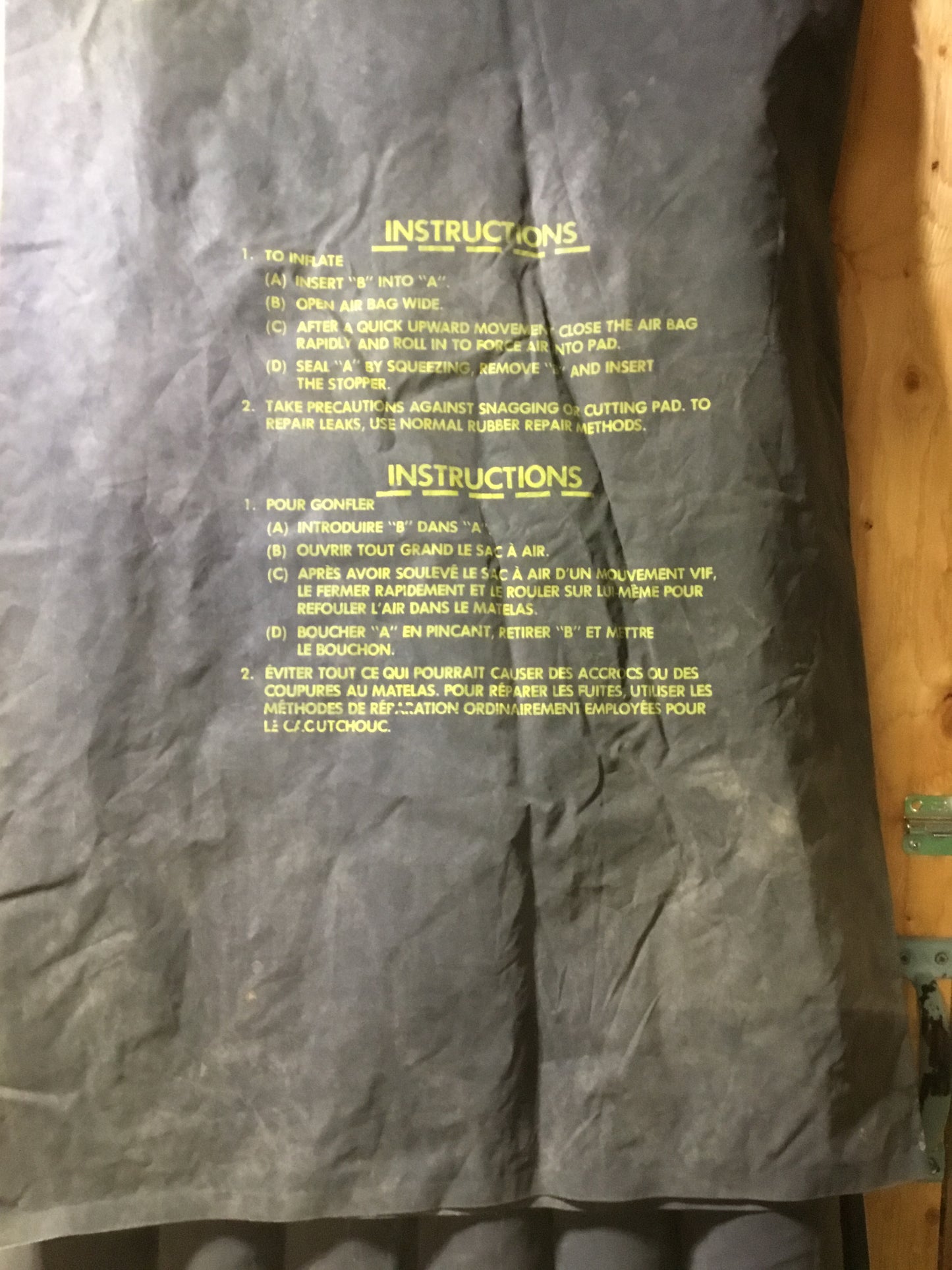 Vintage Canadian Military Black Rubber Air mattress