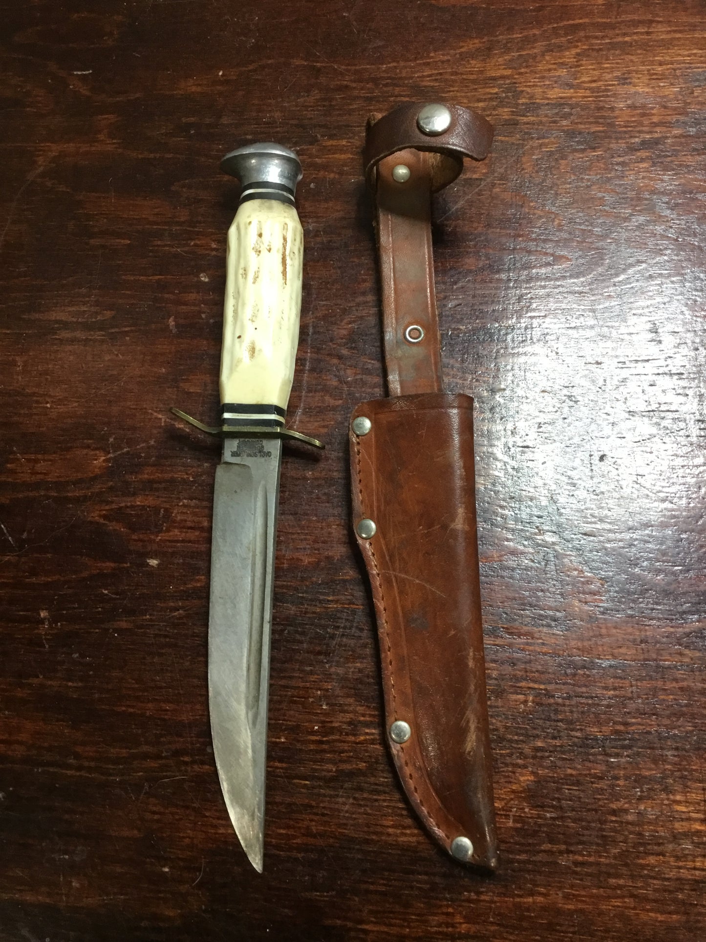 Solingen Germany made Belt  Knife Matching Leather Sheath