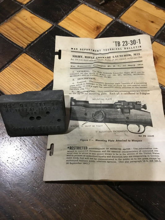 WWII ARMY DRILL JIG LEFT OF M1 1903 1903A AND CARBINE STOCK