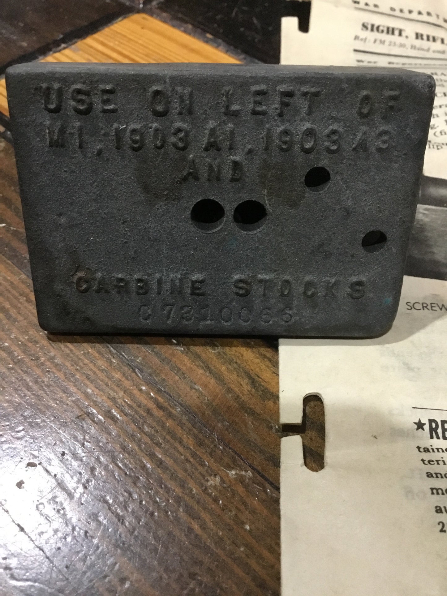 WWII ARMY DRILL JIG LEFT OF M1 1903 1903A AND CARBINE STOCK