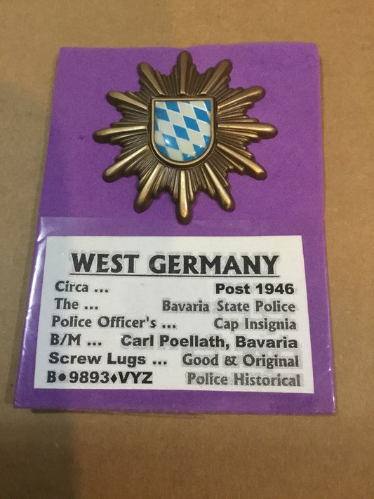 West German Bavaria State Police Cap Badge
