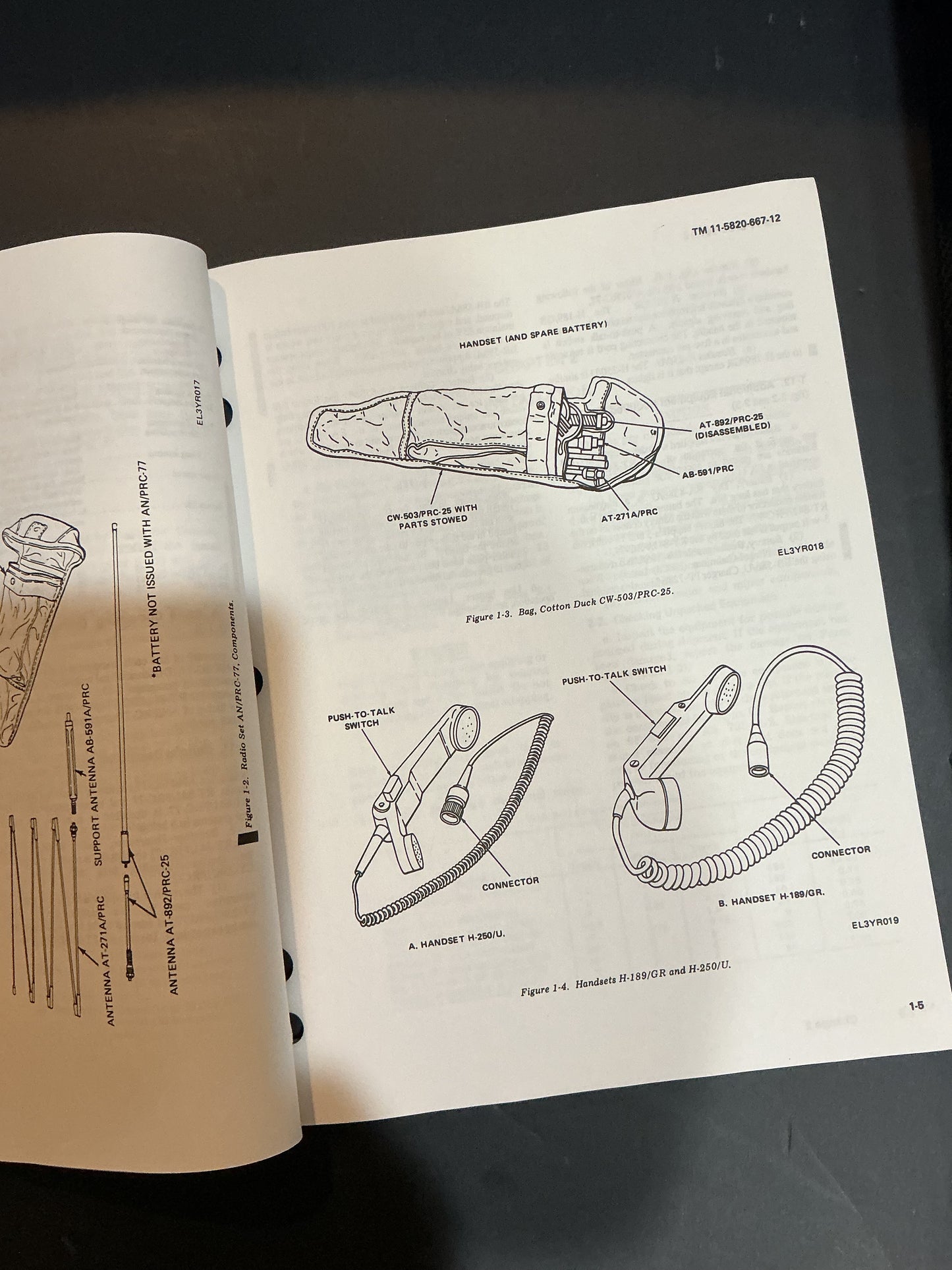 original AN/PRC-77 including Receiver Transmitter RT-841/PRC-77 TM 11-5820-667-12 Operators and Organizational Maintenance Manual dated 1 January 1987