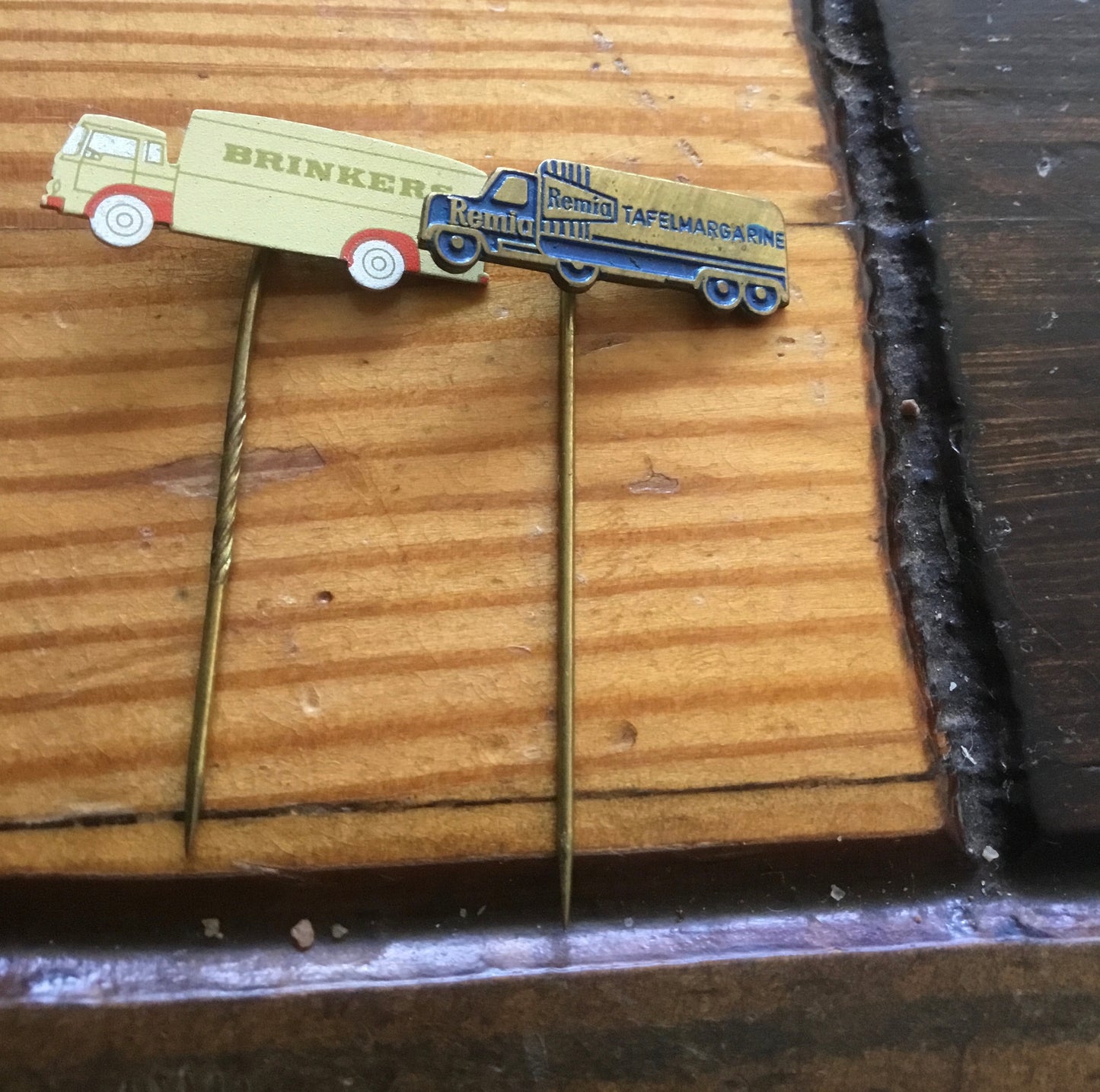 2 Vintage Advertising delivery Trucks Stick Pins