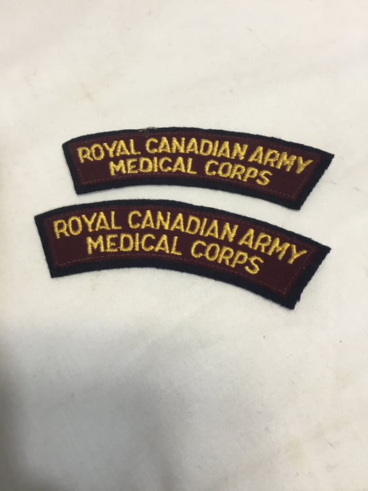 Pair Royal Canadian Army Medical Corps shoulders Flashes .