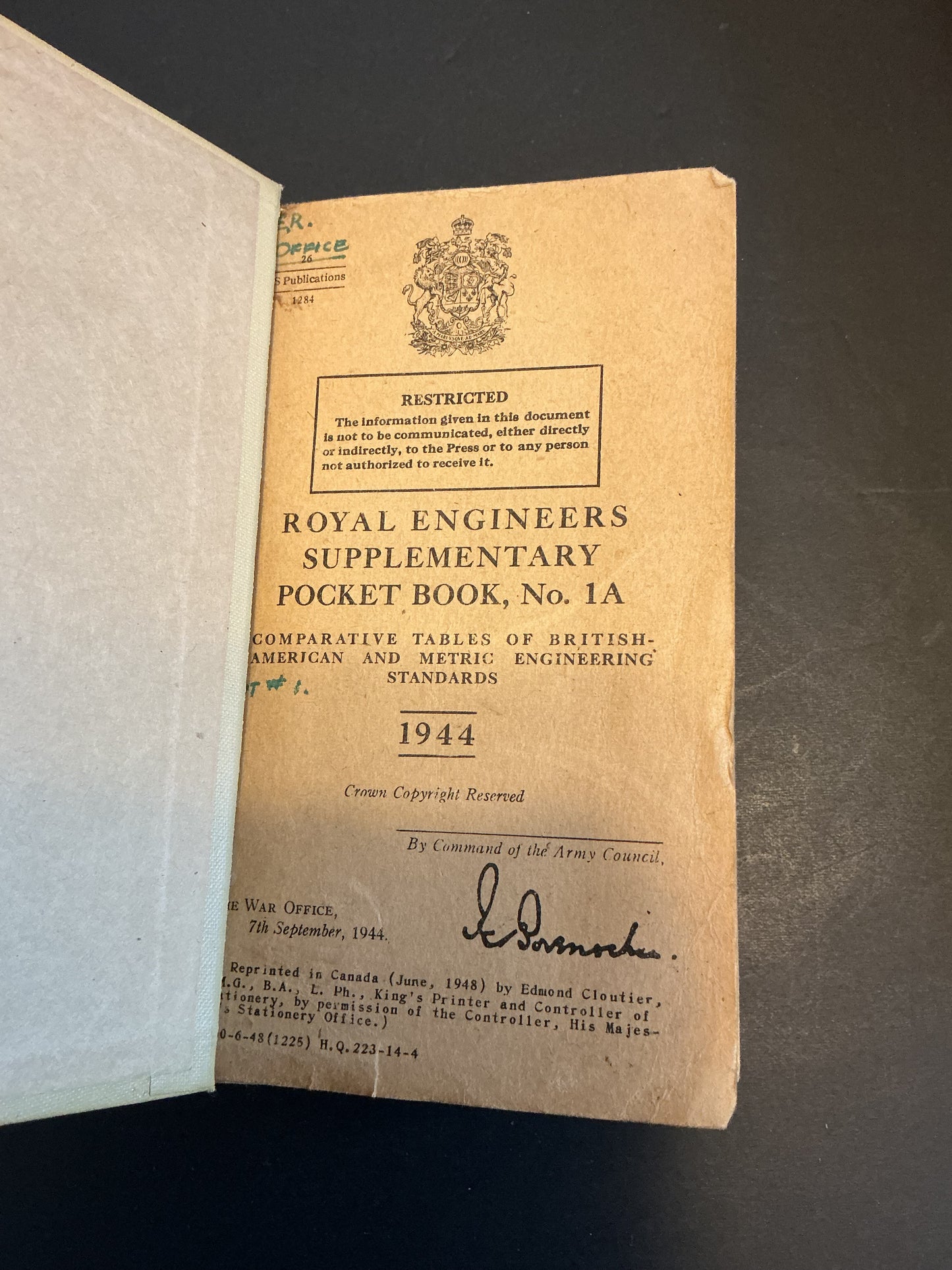 Royal Engineers Supplementary Pocket Books in one binding