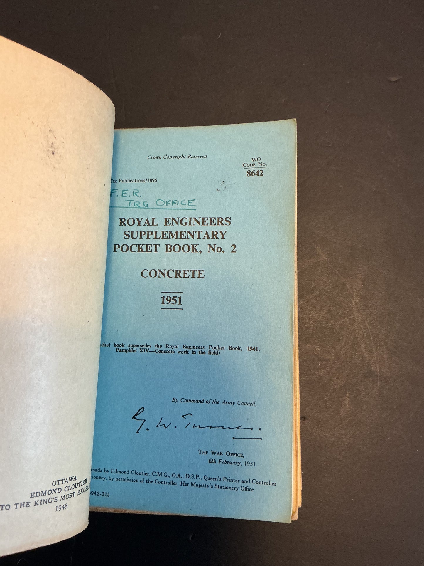 Royal Engineers Supplementary Pocket Books in one binding