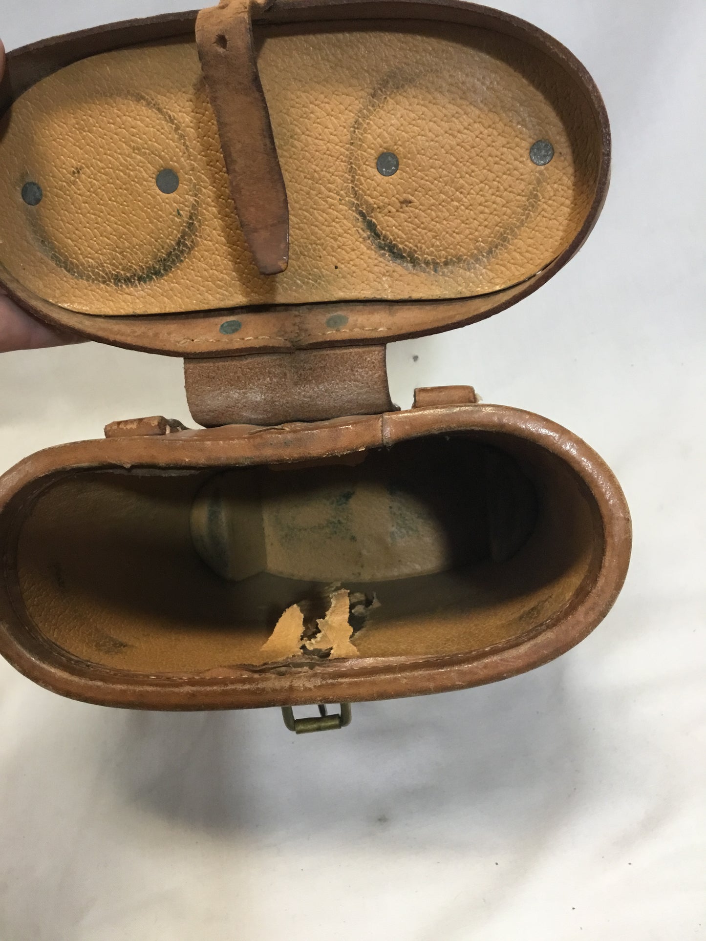 Early Leather Binocular case , 8 1/2 inches