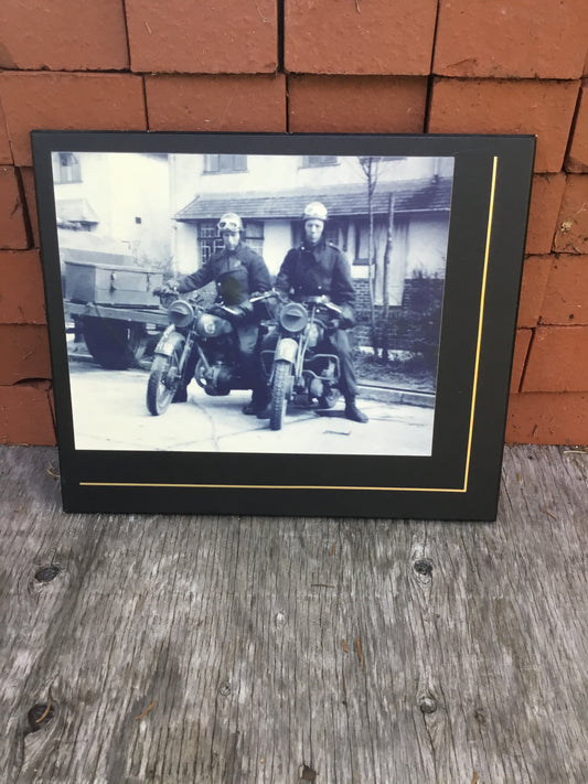 Framed Laminated Photo of two Military Dispatch Riders