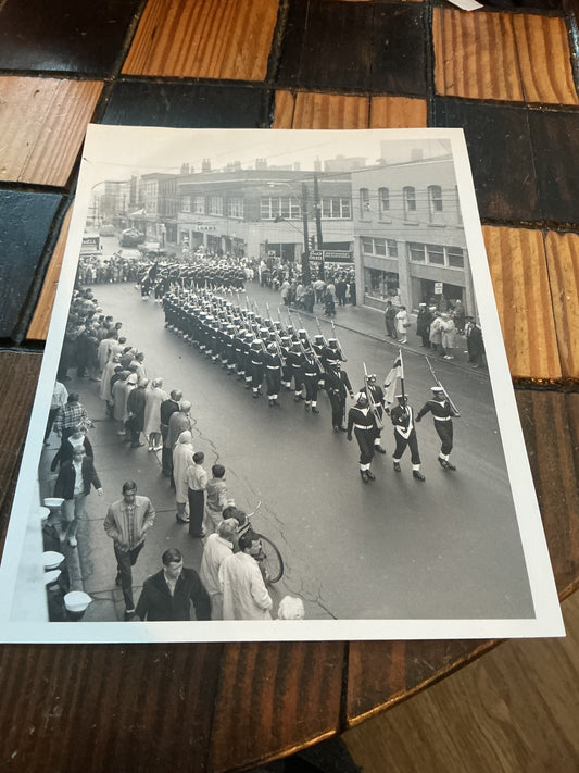 Vintage Photograph international naval parade progresses through Halifax streets