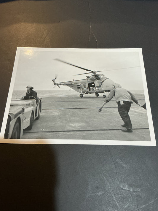 Vintage Photo  helicopter landing on the Bonaventure