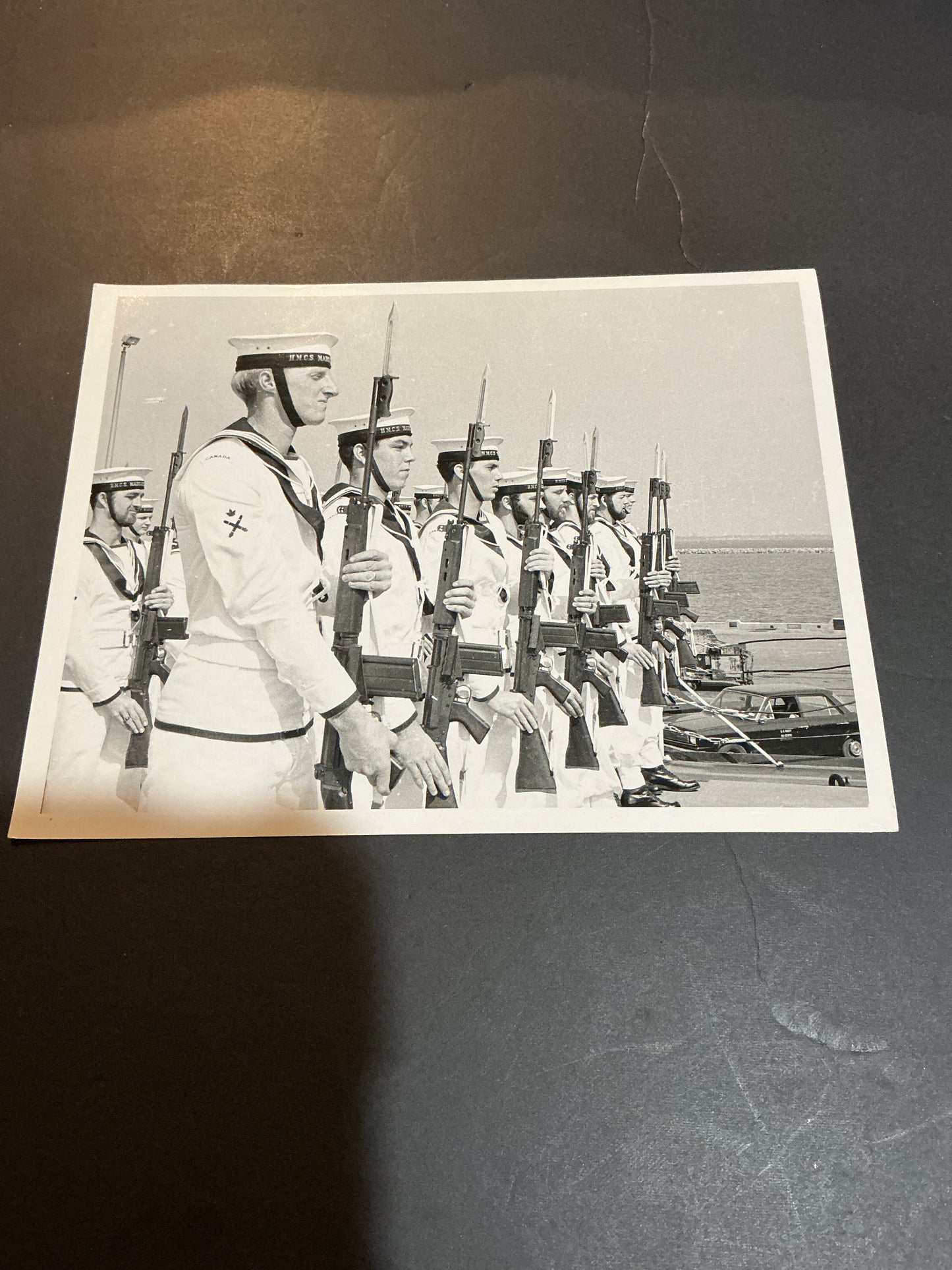 Vintage Photo Canadian Soldiers with FNC1 at Attention .