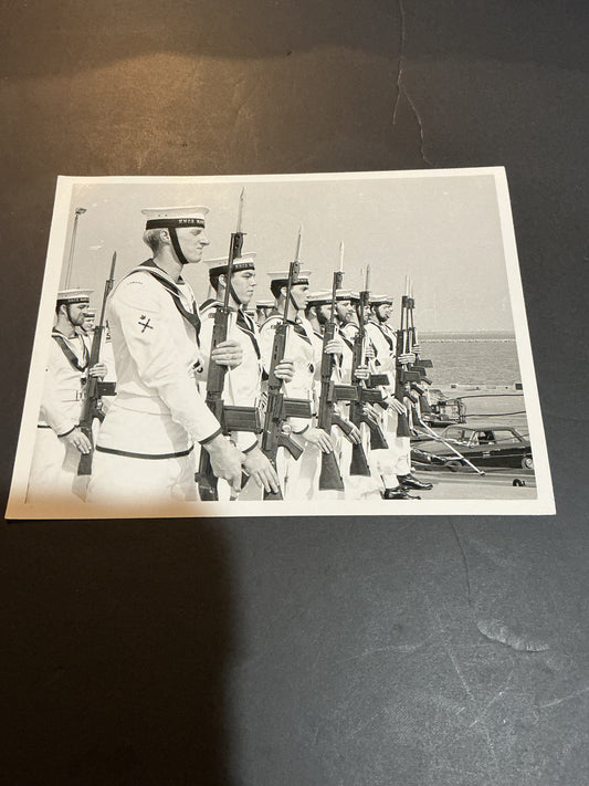 Vintage Photo Canadian Soldiers with FNC1 at Attention .