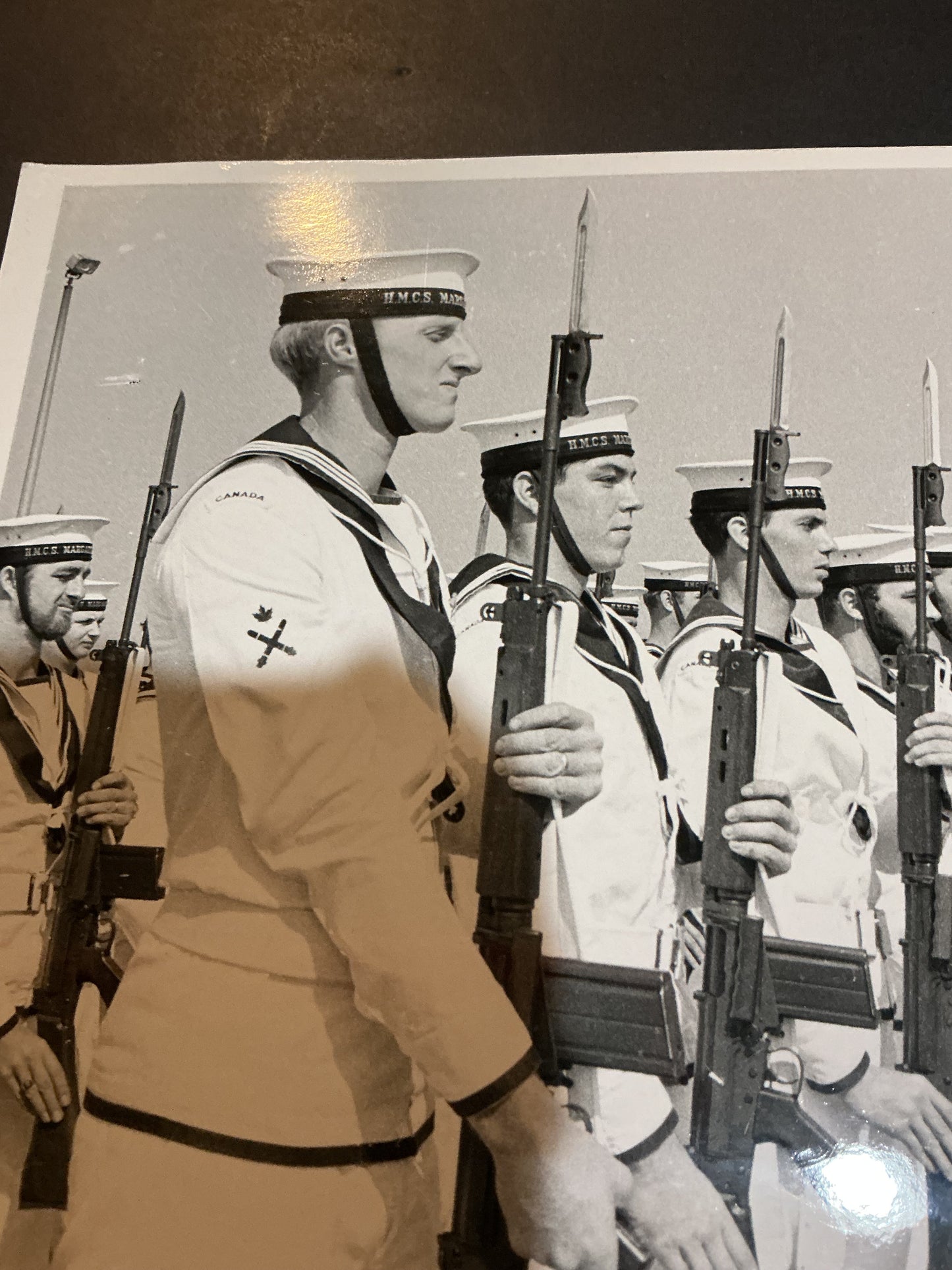 Vintage Photo Canadian Soldiers with FNC1 at Attention .