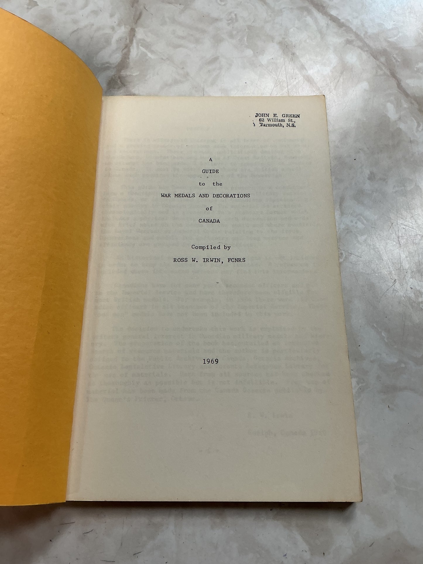 A Guide to the War Medals and Decorations of Canada Irwin, Ross W., 1921-