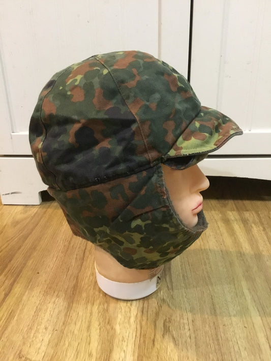 German Flecktarn Winter Cap with ear flaps