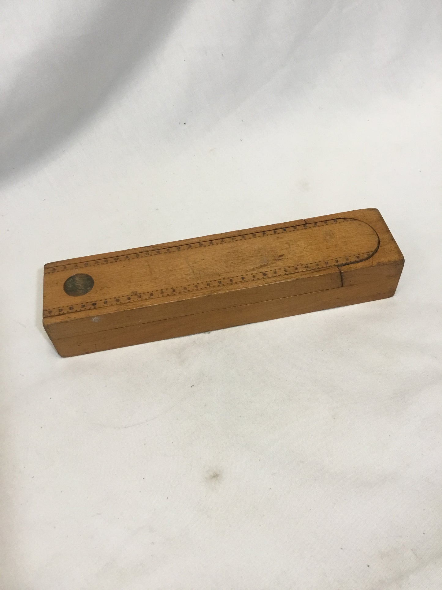 Antique Wood Pencil Box with Original Ruler