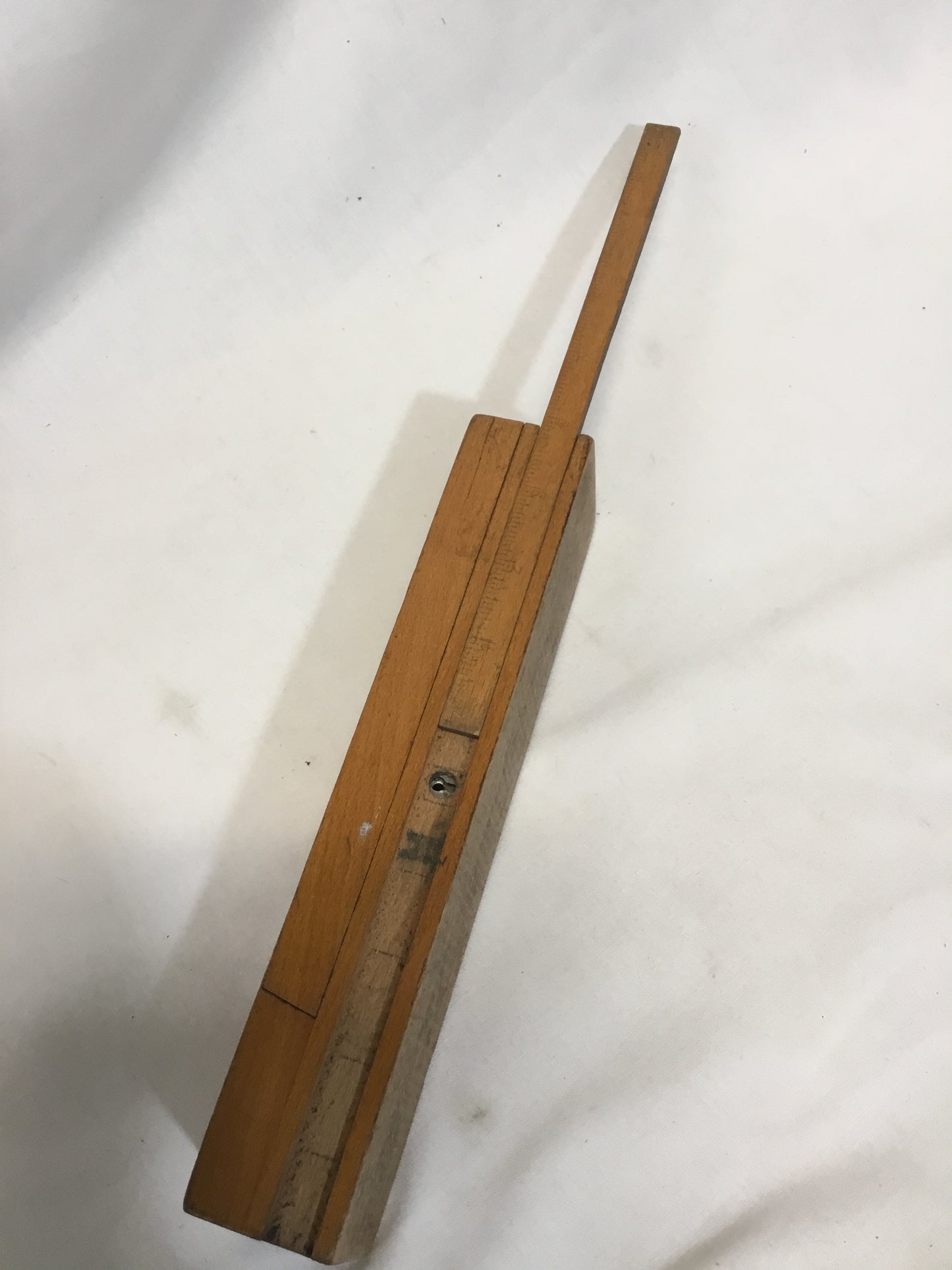 Antique Wood Pencil Box with Original Ruler