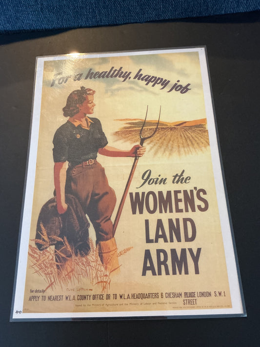 WW11 Reproduction Laminated Poster 15 x 10 1/2 inches, ( JOIN THE WOMENS LAND ARMY )