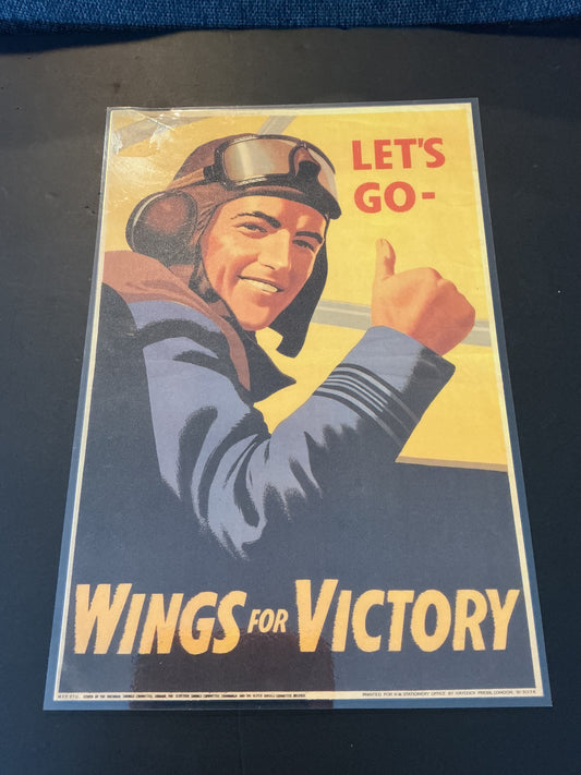 WW11 Reproduction Laminated Poster 15 x 10 1/2 inches (LETS GO- WINGS FOR VICTORY )