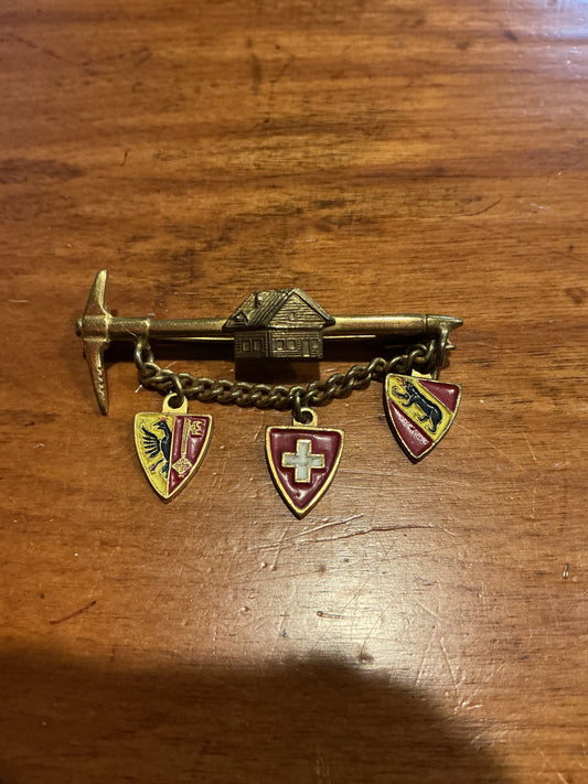 Vintage Swiss Alps Pin with Charms