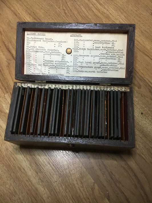 Lot of 22 Glass slides of  Aircraft Instruments in Presentation Box