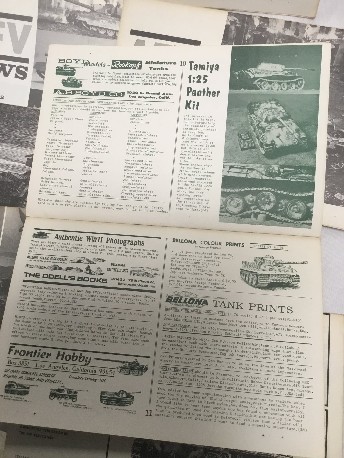 Lot of 19 AFV News from 1966, 67 , 68