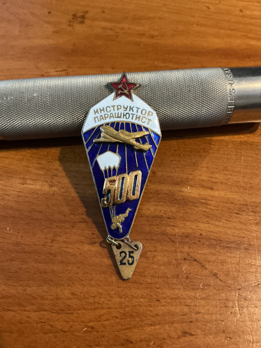 Vintage 1980s Soviet Paratrooper Instructor Badge, USSR Military Award