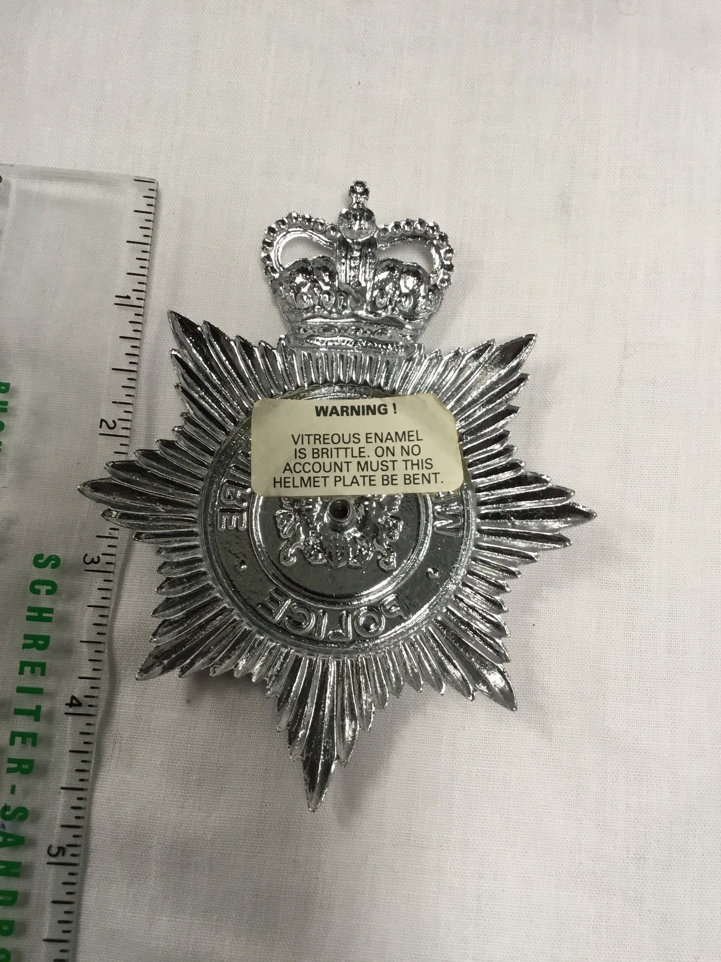 WESTYORKSHIRE POLICE- Queen's Crown. Force Crest – Metal and Enamel Helmet Plate