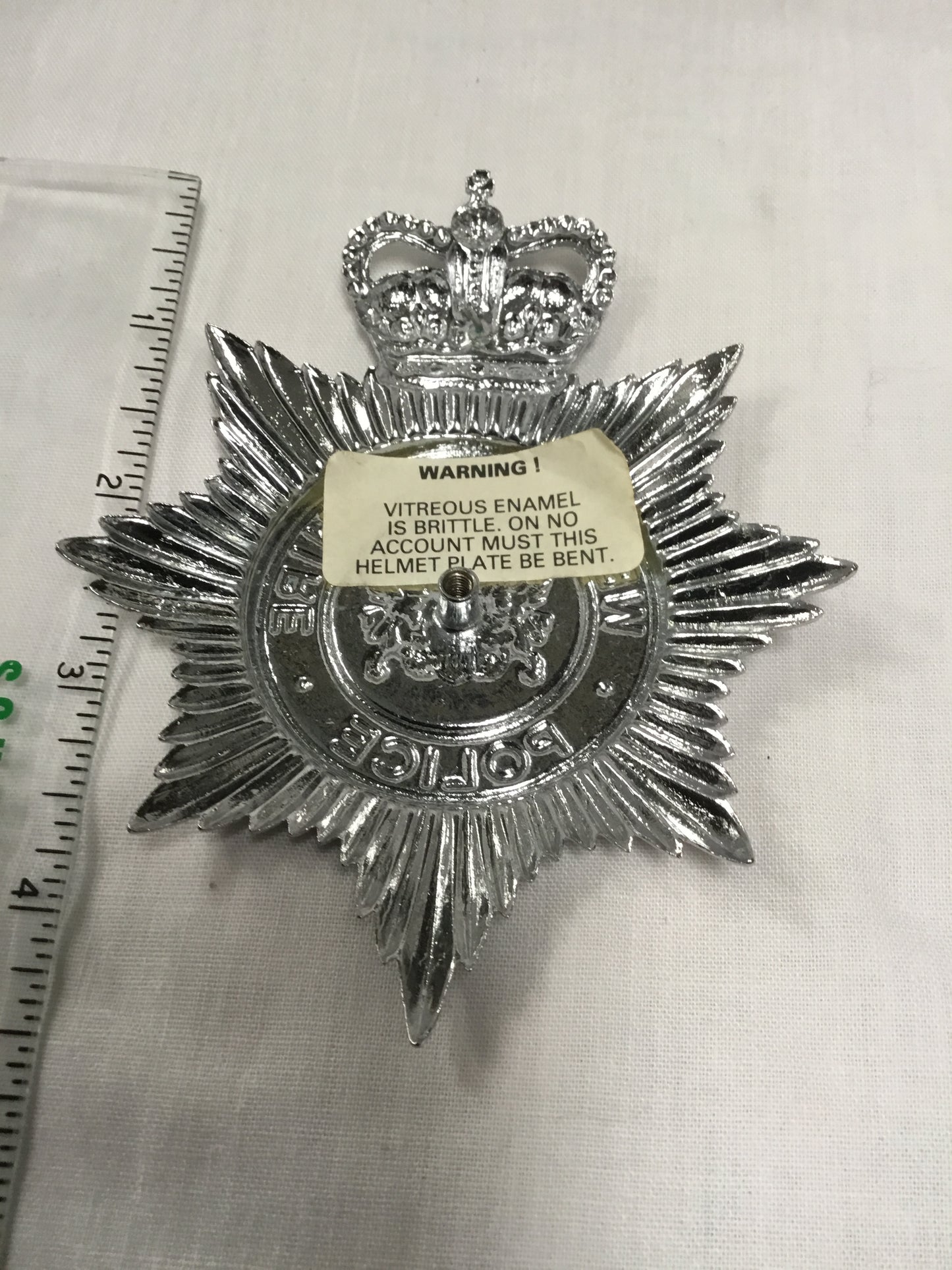 WESTYORKSHIRE POLICE- Queen's Crown. Force Crest – Metal and Enamel Helmet Plate