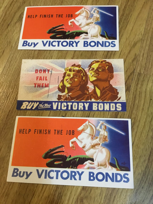 Lot of 3 War Bond Post Cards