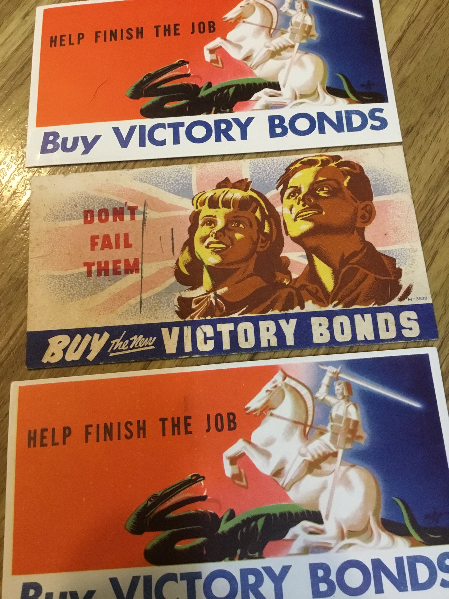 Lot of 3 War Bond Post Cards