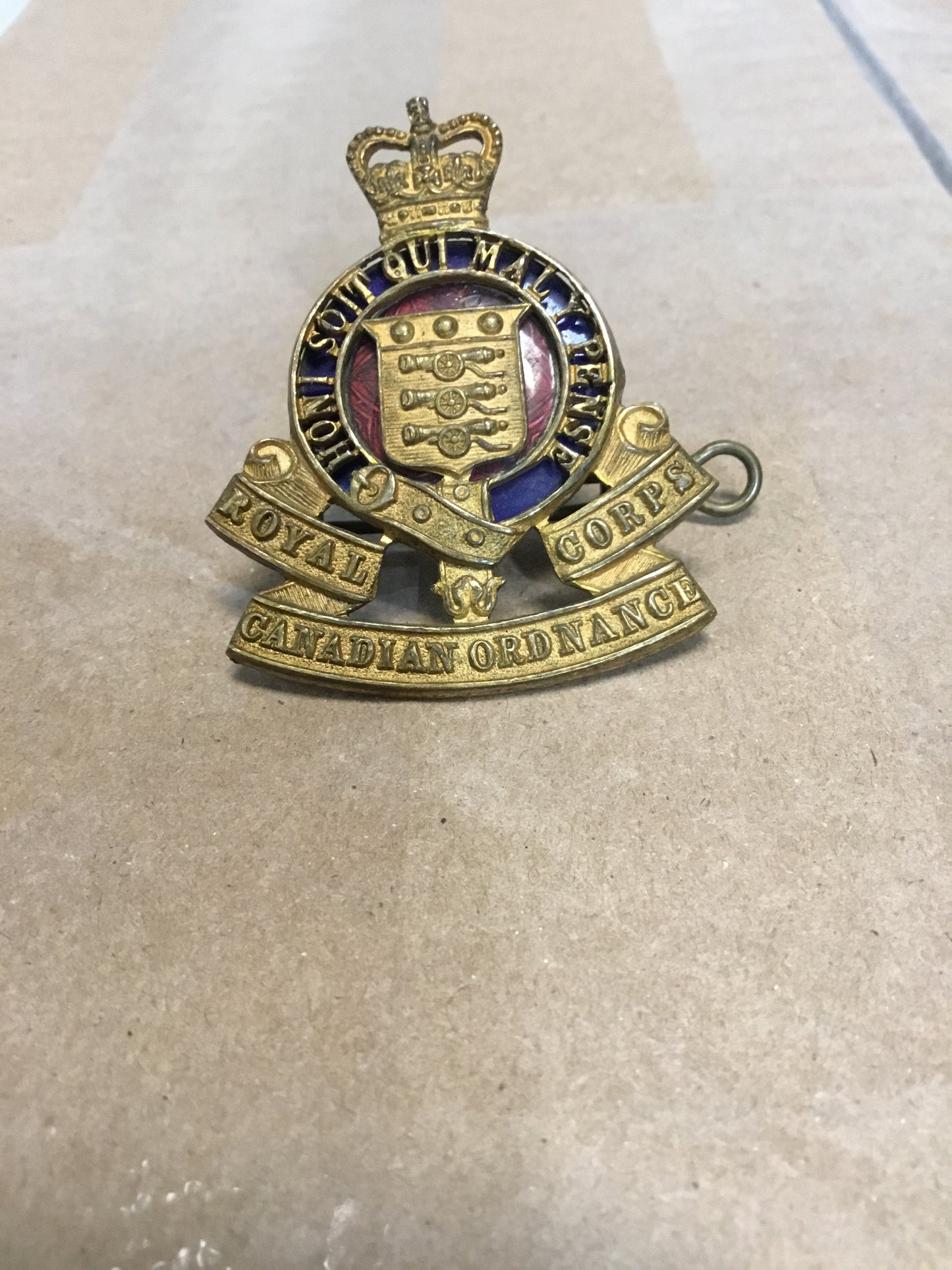 Royal Canadian Ordnance Cap Badge (Enamelled )