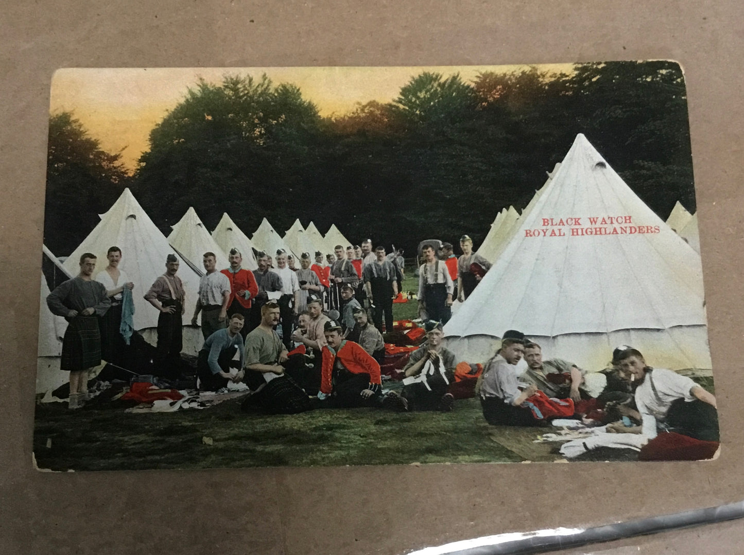 Black Watch Royal Highlanders Military Soldiers Tents Ettlinger Postcard H29