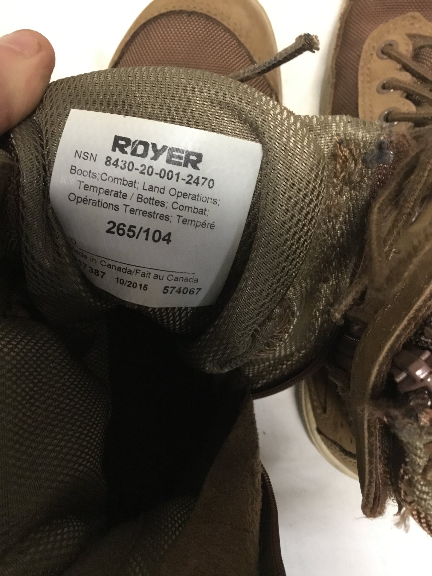 Royer Canadian Temperate Combat and Land Operation Boots Size 9.5