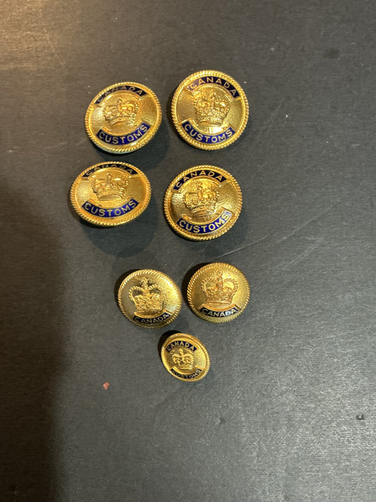 Lot of 7 Canadian Customs Medal Buttons