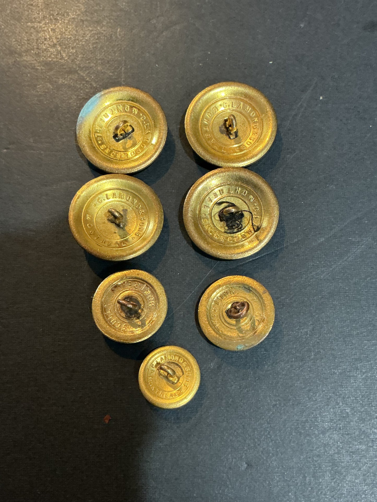 Lot of 7 Canadian Customs Medal Buttons