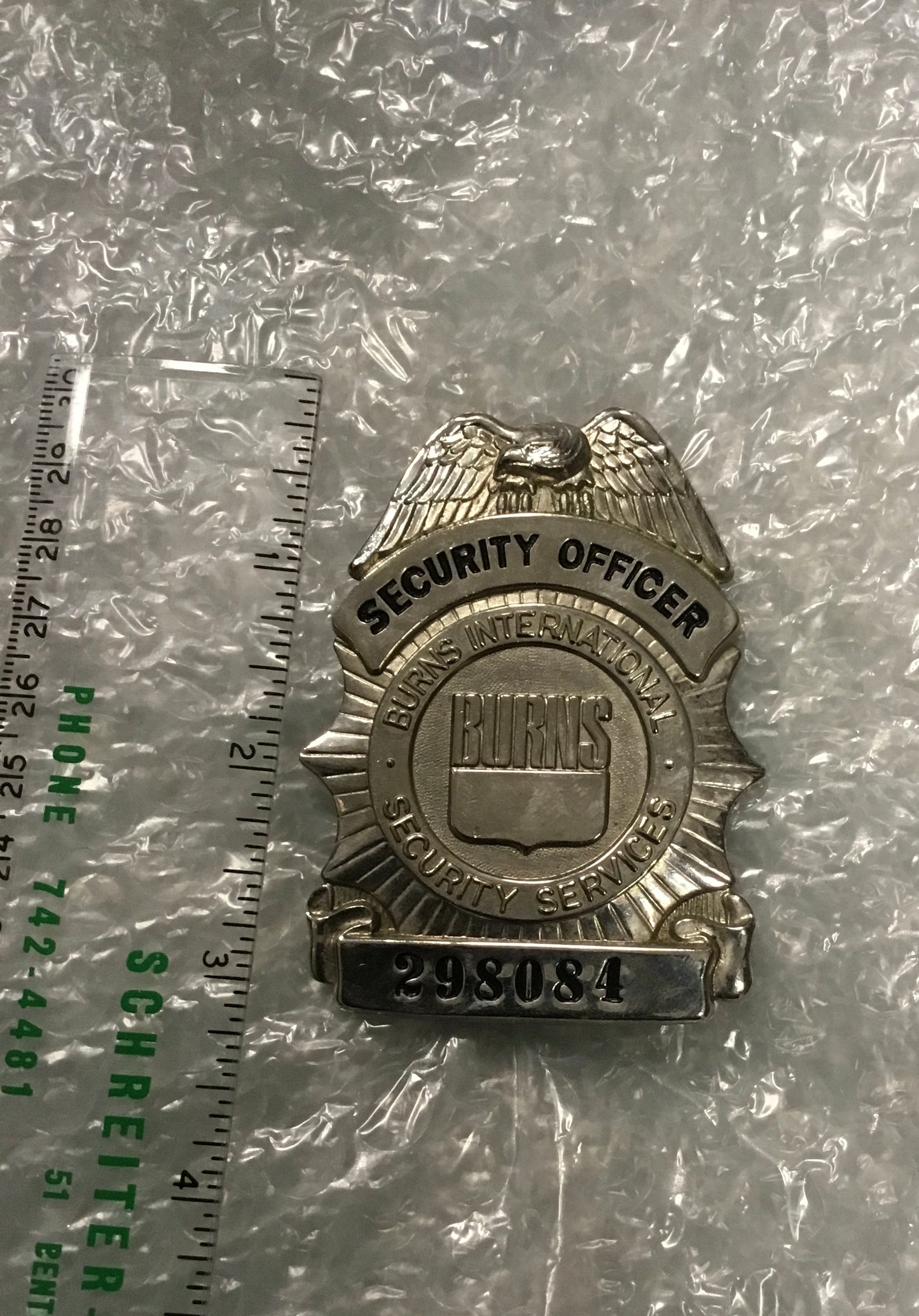 Vintage Burns International Security Services Officer Badge.