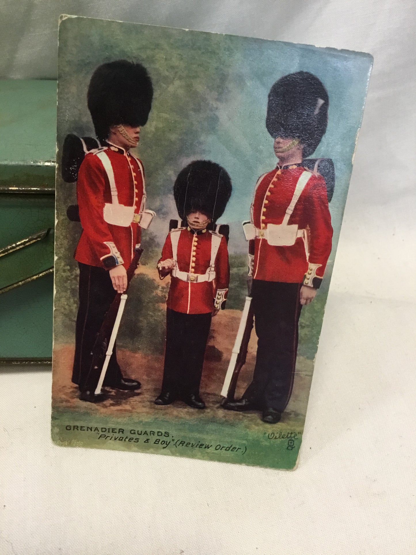 British Grenadier Guards privates and boy review order POST CARD