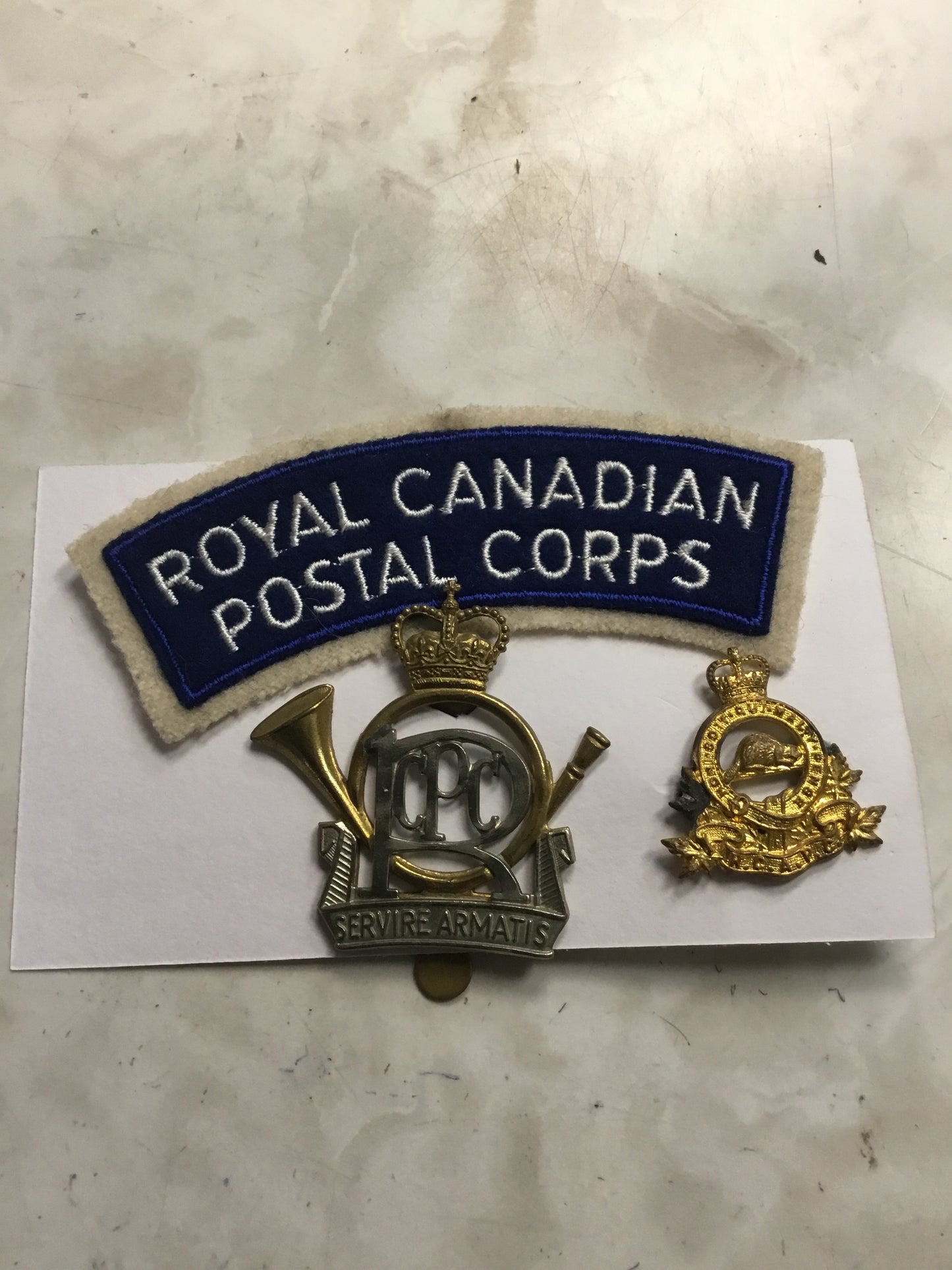 Post War Royal Canadian Postal Corps Badge, Shoulder title, Collar badge